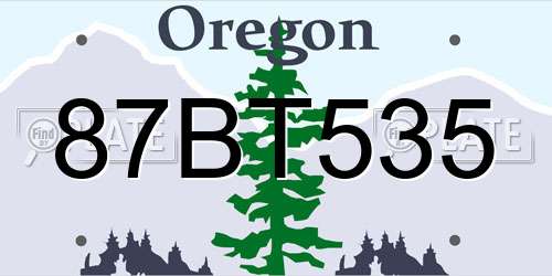 87BT535 Oregon License Plate