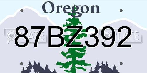 87BZ392 Oregon License Plate
