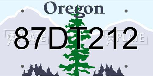 87DT212 Oregon License Plate