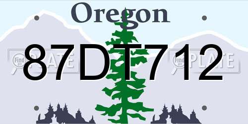 87DT712 Oregon License Plate