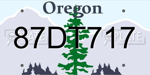 87DT717 Oregon License Plate