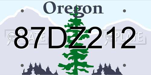 87DZ212 Oregon License Plate