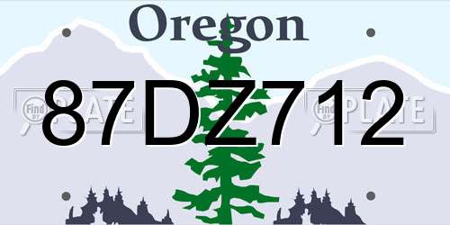 87DZ712 Oregon License Plate
