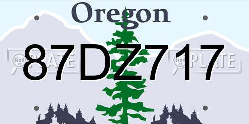 87DZ717 Oregon License Plate