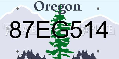 87EG514 Oregon License Plate