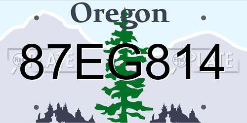 87EG814 Oregon License Plate