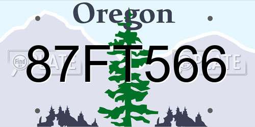 87FT566 Oregon License Plate