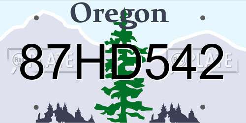 87HD542 Oregon License Plate