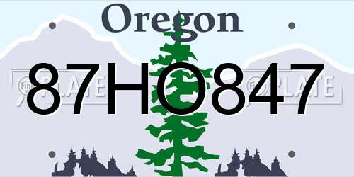 87HO847 Oregon License Plate