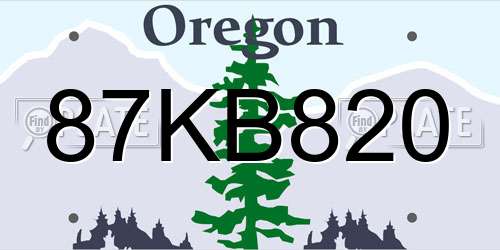 87KB820 Oregon License Plate