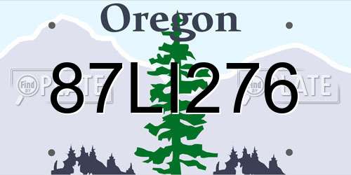 87LI276 Oregon License Plate