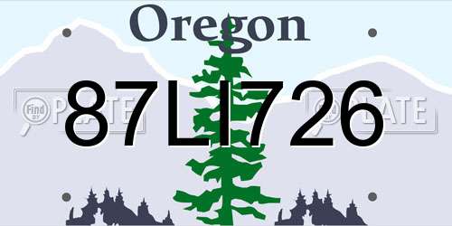 87LI726 Oregon License Plate
