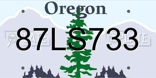 87LS733 Oregon License Plate