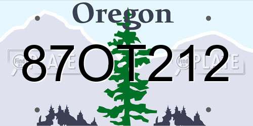 87OT212 Oregon License Plate