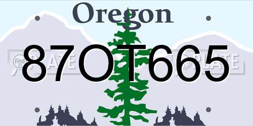 87OT665 Oregon License Plate