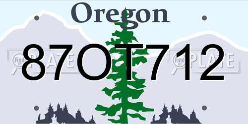 87OT712 Oregon License Plate