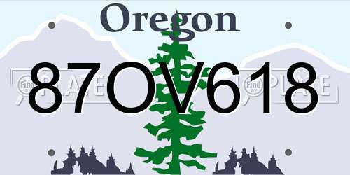 87OV618 Oregon License Plate