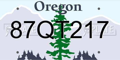 87QT217 Oregon License Plate