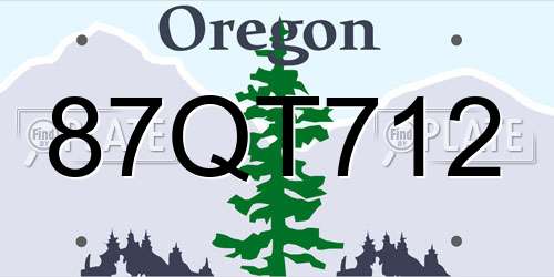 87QT712 Oregon License Plate