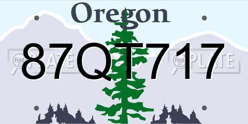 87QT717 Oregon License Plate