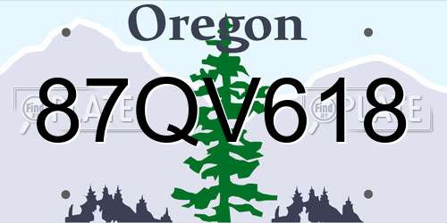 87QV618 Oregon License Plate