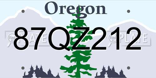 87QZ212 Oregon License Plate