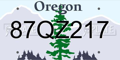 87QZ217 Oregon License Plate