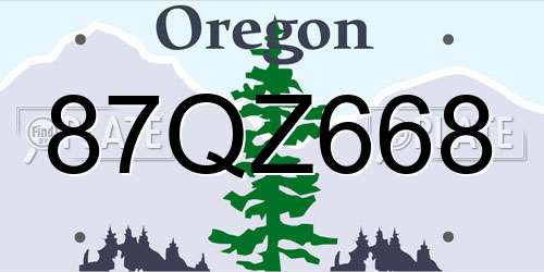 87QZ668 Oregon License Plate