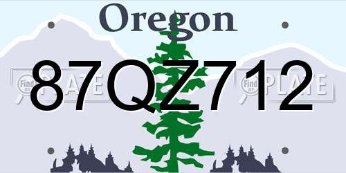 87QZ712 Oregon License Plate
