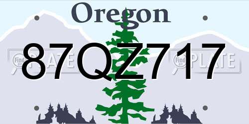 87QZ717 Oregon License Plate