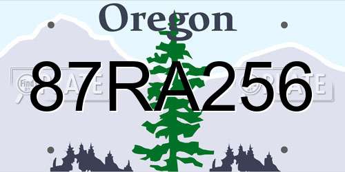 87RA256 Oregon License Plate