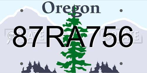 87RA756 Oregon License Plate
