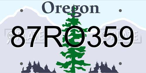 87RO359 Oregon License Plate