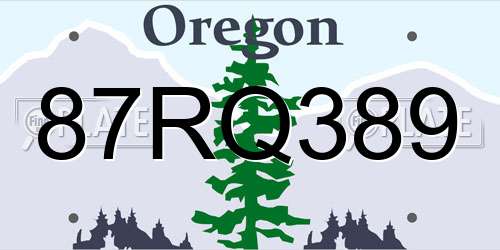87RQ389 Oregon License Plate