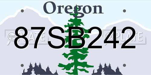 87SB242 Oregon License Plate