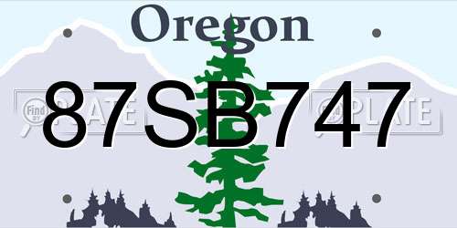 87SB747 Oregon License Plate