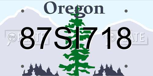 87SI718 Oregon License Plate
