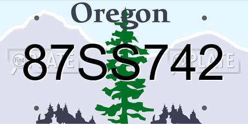 87SS742 Oregon License Plate
