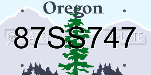 87SS747 Oregon License Plate