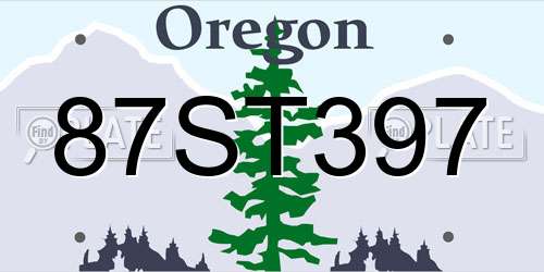 87ST397 Oregon License Plate
