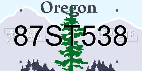 87ST538 Oregon License Plate