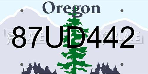 87UD442 Oregon License Plate