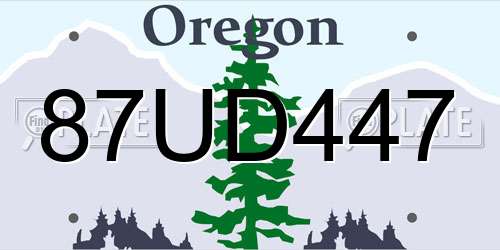 87UD447 Oregon License Plate