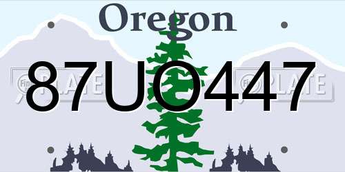87UO447 Oregon License Plate