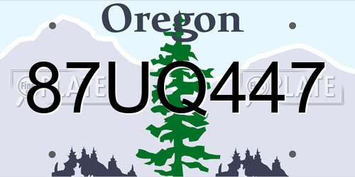 87UQ447 Oregon License Plate