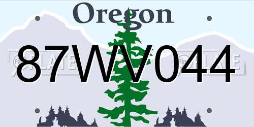 87WV044 Oregon License Plate