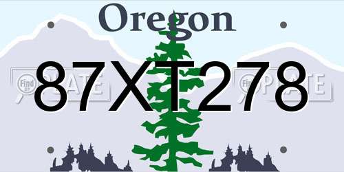 87XT278 Oregon License Plate