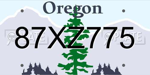 87XZ775 Oregon License Plate