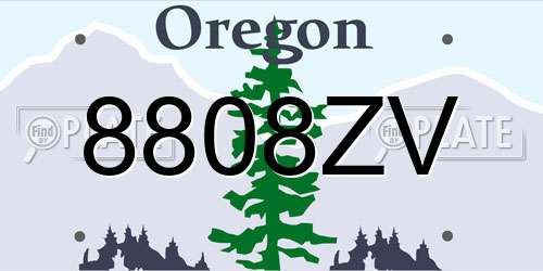 8808ZV Oregon License Plate