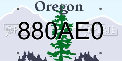 880AE0 Oregon License Plate
